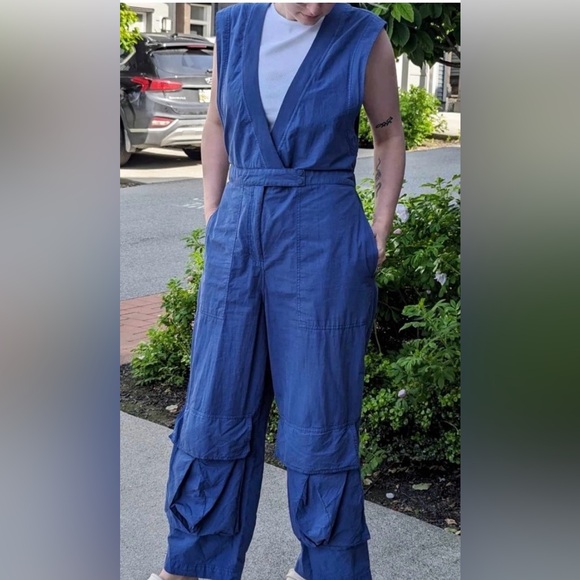 FP Movement by Free People Pants - FP Movement by Free People Blue Cargo Utility Jumpsuit/Overalls | Size 12